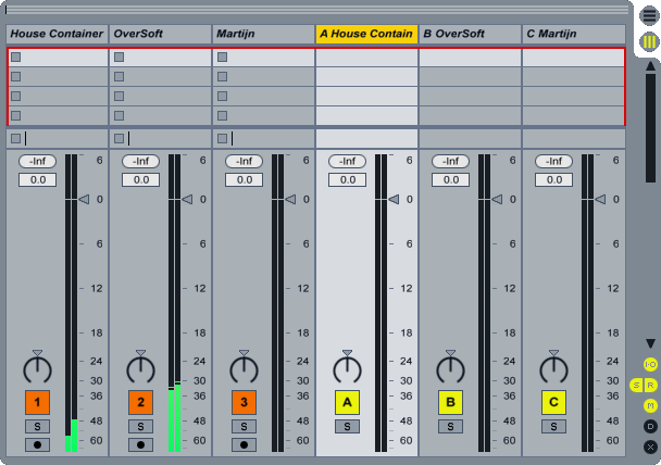 Ableton Live Matrix Mixer Channels